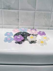 2 Pc Pear Blossom With A Clear Color And A Beautiful, Shiny Flower Shape, An Auxiliary Button For Flushing The Toilet Tank, A Standing Decoration For Nail Art Enthusiasts To Protect Their Nails, A Desktop, And A Car Interior