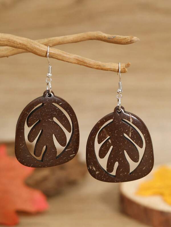 Handmade Bohemian Retro Style Coconut Shell Earrings, Vintage Fashion Versatile Accessory