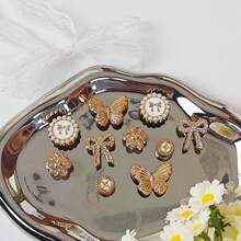 10 pingentes de sapato faça você mesmo - borboleta brilhante, laço, botões decorativos florais, material leve não metálico, estilo versátil e fofo da moda Y2K para homens e mulheres, adequado para sapatos de praia de EVA, sandálias, decoração de sapatos removíveis, presente de Natal