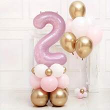 23pcs/Set Blue Pink Crown Number 1 To 9 Balloons Upright 1st Birthday Party Decorations Baby Shower Balloon
