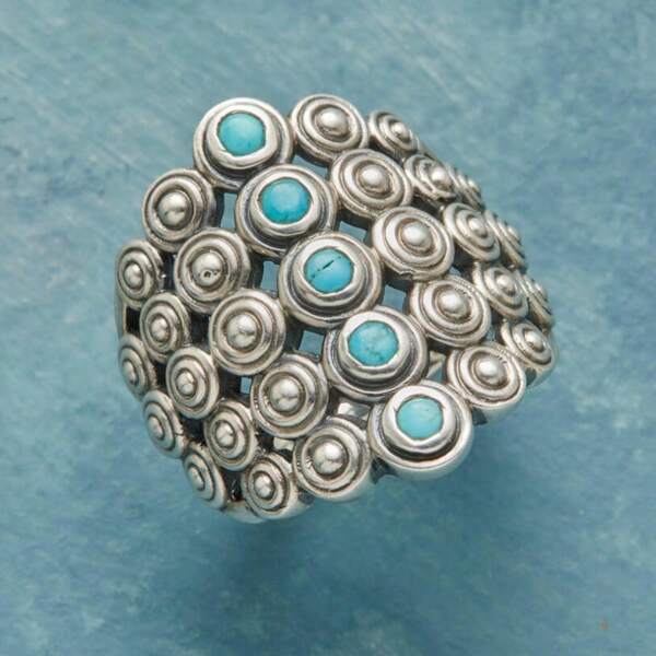 1 pièce Bague de bijoux vintage, bijoux bohèmes sertis de turquoise synthétique, accessoire élégant convenant aux tenues quotidiennes et de fête, plusieurs tailles disponibles, toutes saisons