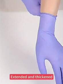 100pcs Blue Thickened Nitrile Disposable Rubber Kitchen Food Processing Household Seafood Gloves - Multicolor - View 11