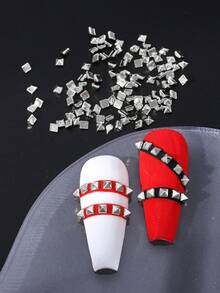 1/2Boxes Alloy Square Pyramid Nail Rivets 3D Metal Spike Nail Studs Gold Silver Punk Gothic Nail Charms Mini Square Cone Metal Nails Decor For Y2K Rock Style DIY Salon Manicure Accessories Tools Nail Art Design Supplies - Multicolor - View 9