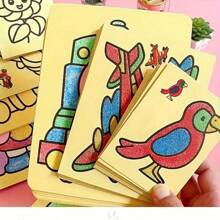 Set de 10 pinturas de arena de tamaño grande, Set de 10 pinturas de arena de tamaño pequeño, Set de arte de pintura de arena para jóvenes, Juego de rompecabezas de arena de colores DIY, Juguete de colorear de arena de escritorio, Regalo creativo para estudiantes (estilo aleatorio)