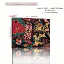 1 pieza Póster de lienzo con ilustración de arte de calavera de dibujos animados con ojos sin marco - Arte moderno retro mural, muy adecuado para decoración de dormitorio, oficina, sala de estar, hogar y dormitorio