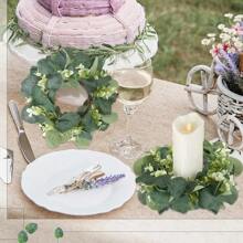 1/2pcs Artificial Plastic Eucalyptus Wreath, Suitable For Farmhouse Holidays, Celebrations, Parties, Home Porch, Christmas, Halloween, Spring Festival Decoration. The Small Wreath Can Be Used Indoor Or Outdoor, Hang Above Fireplace, Front Door Or Living Room Wall.