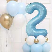 23pcs/Set Blue Pink Crown Number 1 To 9 Balloons Upright 1st Birthday Party Decorations Baby Shower Balloon