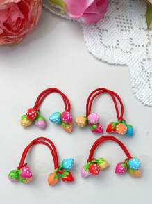 Kids Red Strawberry Design Elastic Hair Ties,Cute Headbands For Girls Baby Princess Hair Accessories