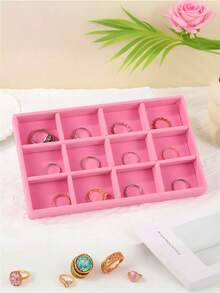 9/1 件粉色天鹅绒首饰托盘，大容量珠宝收纳盒，带独立隔层，可堆叠珠宝展示架，可容纳耳环、项链、手镯、戒指、发夹、发带等。 - 彩色 - 查看 28