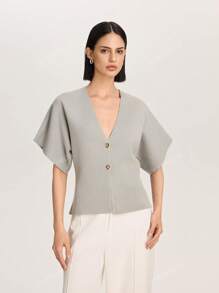 Cárdigan de punto informal de unicolor con botones delanteros para mujer, para verano y otoño