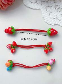 Kids Red Strawberry Design Elastic Hair Ties,Cute Headbands For Girls Baby Princess Hair Accessories