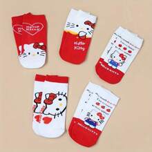 Sanrio 5 Pairs Of Random Sanrio Hello Kitty Culomi Socks Casual And Versatile For Everyday Wear Youth Socks Low Vamp Summer Short Tube Socks No Show Socks