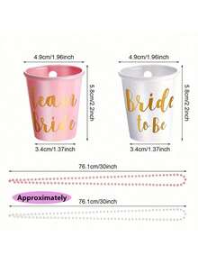 12pcs Celebratory Wedding Shot Glasses Set With Beaded Chains - Bride& Groom Toasting Cups For Bachelorette & Hen Parties - Multicolor - View 4