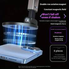 Adjustable & Foldable Magnetic Phone Holder, Strong Magnet, Vacuum Suction Cup Mount For Dashboard, Bathroom Tiles, Glass Surfaces - ABS Material, Round Shape, Dashboard Mounting | Sleek Design | Holder, - Multicolor - View 7