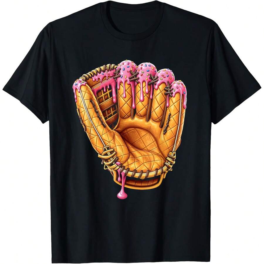 Baseball Drip  Glove Ice Cream Drip Youth T-Shirt - Black - View 1