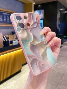 1 pieza Funda de teléfono mate y resistente a golpes con acabado de polvo gradiente brillante y de alta gama, compatible con Apple///Redmi/Infinix/Vivo - Rosa - Ver 5