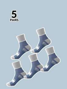 1/5/20 Pairs Men's Colorful Striped Ankle Socks With Ribbed Detail, Moisture-Wicking, Breathable, Casual And Sports Wear - Multicolor - View 15