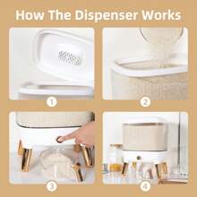 1 pezzo Dispenser di riso da 25 libbre, grande contenitore per grani con coperchio, cilindro dosatore, impermeabile, dispenser di cereali per uso domestico, per fagioli, mais, soluzione elegante per il bancone della cucina - Risparmia tempo e fatica con il dosaggio facile