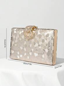 Women Gold Stone Texture Box Clutch Bag, Evening Bag For Wedding, Banquet, Formal Party, Prom - Gold - View 6