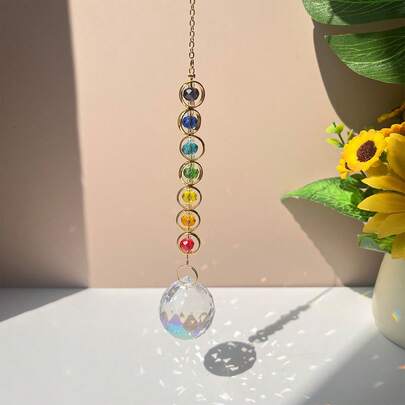 1 pieza Atrapasol de cristal, prismas atrapadores de sol con fabricante de arcoíris coloridos y colgador para hogar, meditación