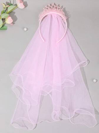 1 st rosa tyllhårband för flickor stort svanslöja hårband prinsesskrona huvudbonad elegant bröllopshårbåge blomma flickor huvudbonad enfärgat hårband barn håraccessoar