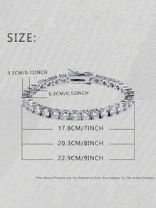 1 pieza Brazalete de Moissanita de imitación lujoso y simple, brazalete de tenis de circonita unisex estilo hip-hop, joyas de moda para uso diario, elegante para fiestas, opción de regalo perfecta