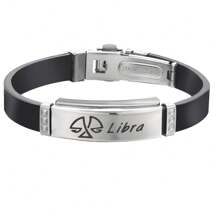 1pc Fashion Stainless Steel 12 Zodiac Signs Leather Bracelet, Suitable For Men'S Daily Wear