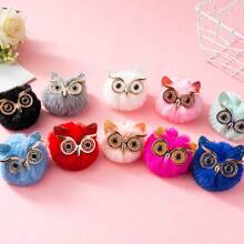 1pc/2pcs Cartoon Sequin Owl Imitation Rabbit Fur Ball Pendant For Women's Bags, Backpacks, Car Keychains, Small Gifts