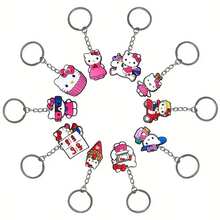 10pcs/Set Sanrio Cartoon PVC Keychain, Cute Keychains, Party Favors, Gift Bags, Fillers, Birthday Party Supplies