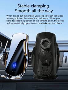 15W无线快充磁吸车载手机支架，前置红外感应自动夹持，360°旋转，角度可调，硅胶臂，无损手机 - 彩色 - 查看 10