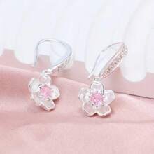 Orecchini in argento sterling 925, orecchini pendenti a forma di fiore con zirconia cubica, gioielli alla moda adatti per uso quotidiano, regali per compleanni e festa della mamma