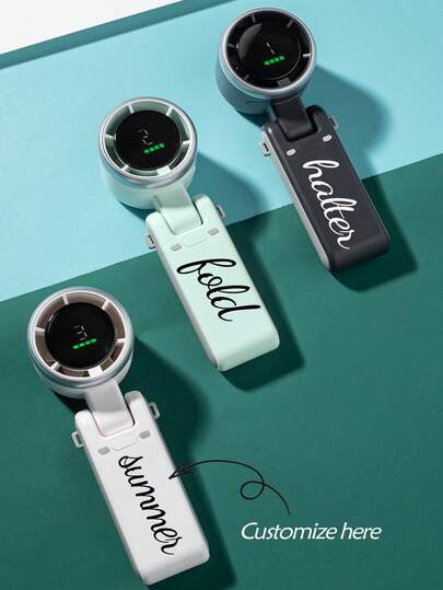 1 st personlig bärbar handhållen turbofläkt, 3-i-1 handhållen fläkt, nackfläkt, hopfällbar elektrisk fläkt, luftkylare, 3600mAh batteri, fickfläkt med upphängningsrem, lämplig för utomhussporter, camping, skola, kontor, anpassningsbart namn, personlig present, sommar