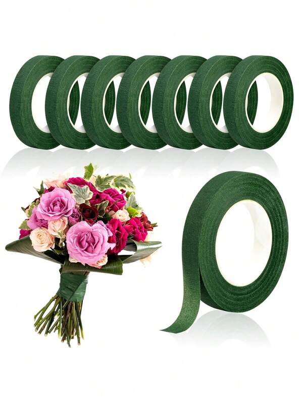 8pcs-Dark Green Floral Tape Diy Wedding Bouquet Stem Wrapping Packaging Material,Flower Shop Valentine's Day Mother's Day Father's Day Bouquet Wrapping Material,Adhesive Bouquet Tape For Bouquet Wrapping And Floral Arrangement Decoration, Wedding Supplies,Flower Tape, Flower Tape For Flowers, Sticky Florist Tape For Flower Crafts, Bouquet Stem Packaging, Wedding Bouquet Gifts Birthday Graduation