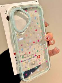 Luxury INS Glitter Colored Stars Clear Phone Case Compatible With IPhone 16 15 14 13 Pro Max Soft Shockproof Back Cover Waterproof Anti-Fall Scratch Resistant - Colored Stars - View 4