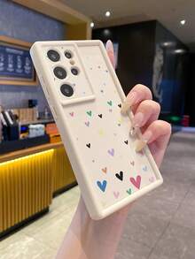1pc Beige Sandblasted Lens Protective Anti-Fall Phone Case With Multiple Mini Heart Pattern, Compatible With Apple///Compatible With Redmi/Compatible With Infinix/Compatible With Vivo - Beige - View 11