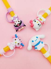 Sanrio 1 pezzo Coperchio in silicone kawaii a forma di personaggi della serie Sanrio Hello Kitty, My Melody, Kuromi, Cinnamoroll per tazze e bicchieri con cannucce, accessori, articoli per la scuola