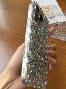 1 st. lyxigt gradient strass stötsäkert halkfritt hårt PC transparent helkroppsskal, kompatibelt med och , Y2K-festgåva vattentätt falltåligt reptåligt - AB liten diamant - Visa 5