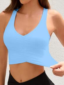 Women's Solid Color Sports Camisole With Padded Bra