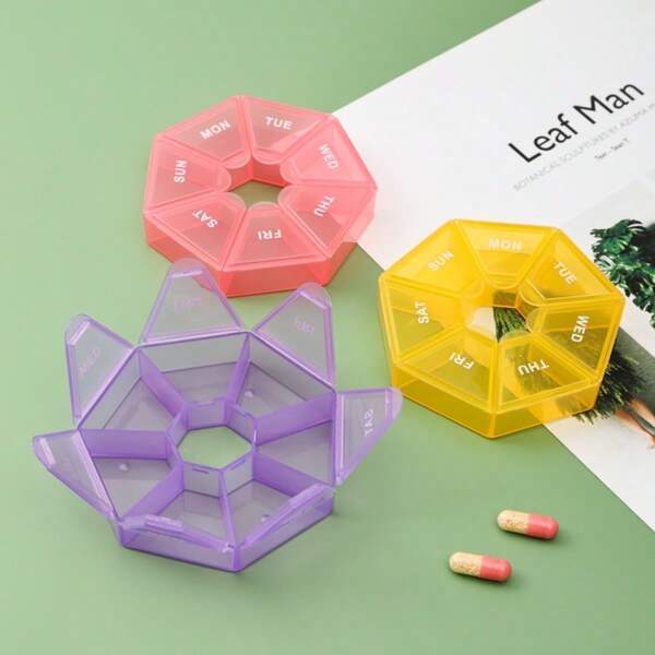 1pc 7-Day Pill Organizer Box, Colorful Rainbow Circular Portable Medicine Case, Odorless Thickened Pill Dispenser Back To School