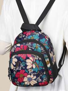 School Season Diamond Pattern Embroidered Thread Rivet Backpack - New Style Women's Fashion Travel Bag - Casual Large Capacity Women's Backpack [Rear Zip Direction Random] - Multicolor - View 7