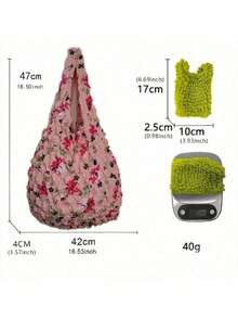 1pc Women's Expandable Magic Tote Bag, Large Capacity Reusable Shopping Bag, Multi-Color Options, Foldable, Travel Essential, Pineapple Design, Crinkle Bubble Bag, Suitable For Travel, Camping, Outdoor, Beach, Summer Vacation, Back To School Season - Multicolor - View 8