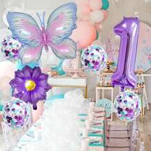 9PCS Juego de Globos de Número de Mariposa Decoraciones de Fiesta de Cumpleaños Diseño de Aniversario Celebración Suministros de Decoración de Eventos en Interiores - QQ400-4 - Ver 4