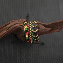 10 piezas de pulseras tejidas a mano de PU en rojo, amarillo y verde, aptas para uso diario tanto en hombres como mujeres