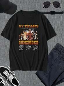 Camiseta Gunsmoke Aniversario - Serie de TV Western Vintage - Ropa Retro para Fans - Camiseta gráfica clásica de película para hombres y mujeres - Regalo para amantes del western y maridos - Negro - Ver 1