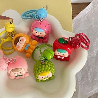3D Fruit Animal Bell Keychain, Girly Accessory Gift For Girlfriend, Couple School Supplies,Back To School