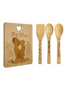 "Mother's Day Cutting Board Set - Non-Slip Bamboo Kitchen Gift For Christmas, Housewarming, Family Dinners | Personalized Engraved Boards For Mom, Grandma, Wife (Antibacterial & Easy Clean)" - Ginger - View 8
