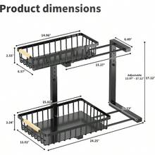 Kitchen Storage Organisation 2 Pack Under Sink Storage Two Tiers Of PullOut And Freely Adjustable Height Under Sink Organiser Beautiful And Sturdy Black - Black-2pack - View 4
