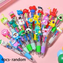 Set de 1/4/20/8/10/24/12 piezas Bolígrafos de 4 colores mini con diseños de dibujos animados lindos y aleatorios, pluma de color de 4 colores, pluma para manualidades, tinta de 4 colores, para estudiantes, oficina, útiles escolares y regalos, con recambio de 0.7mm, esenciales para volver a la escuela