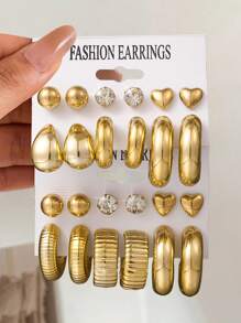 Conjunto de 24/12 peças de brincos de argola em formato de C em formato de lágrima para mulheres, combinação elegante e personalizada, adequada para uso diário, festas e férias