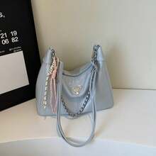 New Chain Underarm Tote Bag, Women's Versatile Commuter Minimalist Retro Crossbody Bag With Fine Craftsmanship, Fashionable Elements, And Spacious Capacity - Pink - View 3